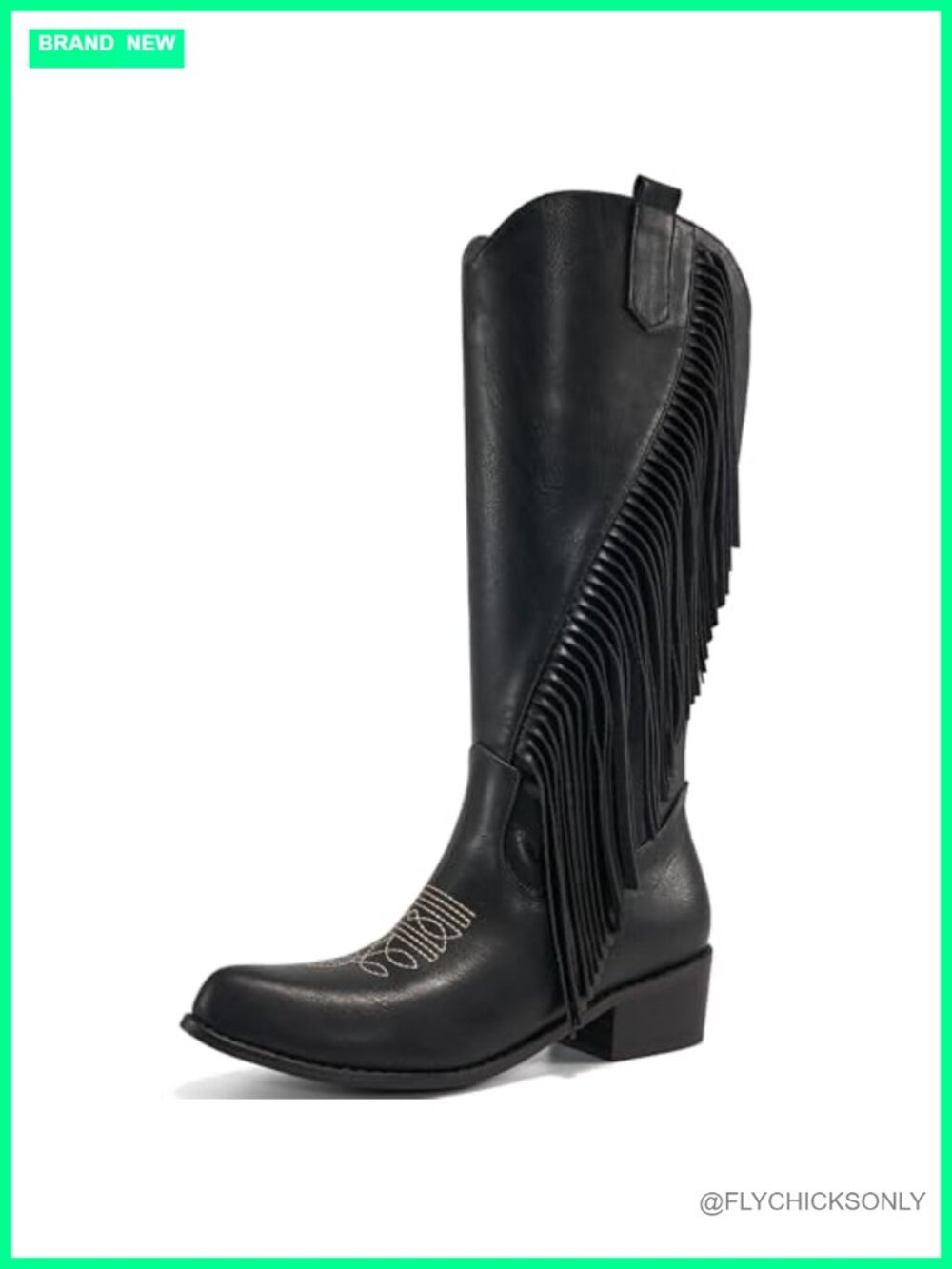 Western Cowgirl Boots Knee High Wide Calf Fringe Cowboy Party Shoes for Country